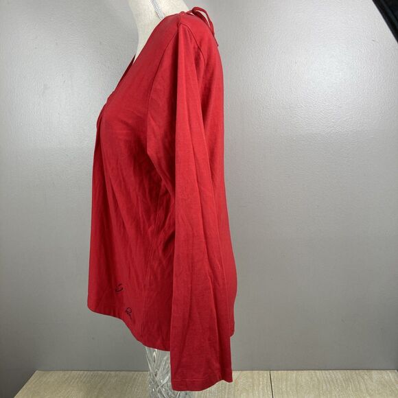 Women's Red Long Sleeve Embroidered Harley-Davidson Top Shirt Sz XL Bellmore NY - Picture 4 of 11